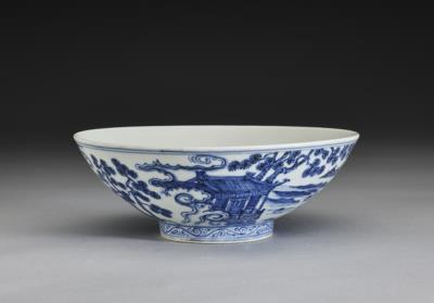 图片[2]-Bowl with underglaze-blue illustration of fairies on cranes, Hsuan-te reign (1426-1435), Ming dynasty-China Archive